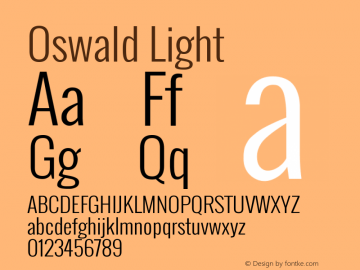 Oswald Light Version ; ttfautohint (v0.92.18-e454-dirty) -l 8 -r 50 -G 200 -x 0 -w 