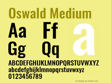 Oswald Medium 3.0; ttfautohint (v0.95) -l 8 -r 50 -G 200 -x 0 -w 