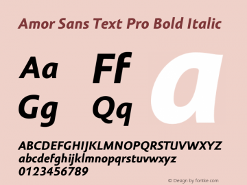 Amor Sans Text Pro Bold Italic Version 1.000;PS 001.000;hotconv 1.0.38 Font Sample