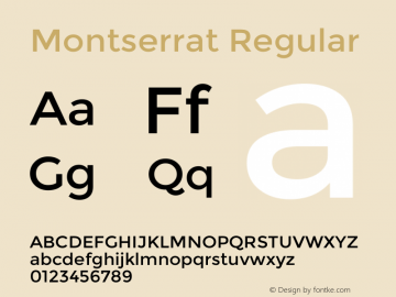 Montserrat Regular Version 2.001 Font Sample