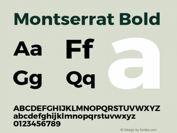 Montserrat Bold Version 1.000;PS 002.000;hotconv 1.0.70;makeotf.lib2.5.58329 DEVELOPMENT; ttfautohint (v1.00) -l 8 -r 50 -G 200 -x 14 -D latn -f none -w G Font Sample