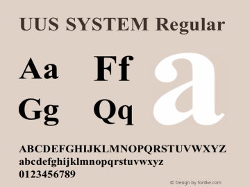 UUS SYSTEM Regular Version 1.00 February 21, 2007, initial release图片样张