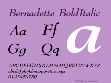 Bernadette BoldItalic Macromedia Fontographer 4.1.5 5/17/98图片样张