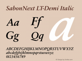 SabonNext LT-Demi Italic LT 1.0 2002; Gnu 2007 Font Sample