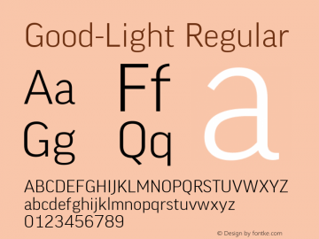 Good-Light Regular Version 7.502; 2006 Font Sample