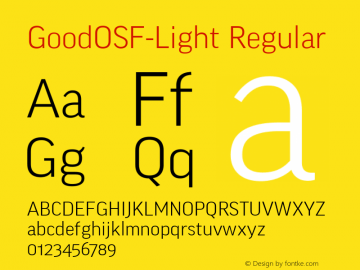 GoodOSF-Light Regular Version 7.502; 2006 Font Sample