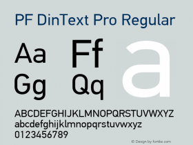 PF DinText Pro Regular Version 2.005 2005 Font Sample