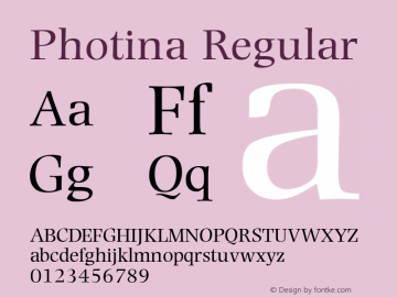 Photina Regular Version 1.1 - July 1994 Font Sample