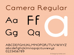 Camera Regular Version 1.000 2007 initial release Font Sample