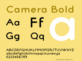 Camera Bold Version 1.000 2007 initial release Font Sample