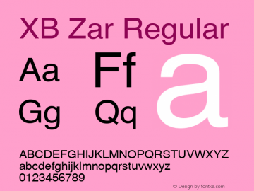 XB Zar Regular Version 7.010 2007 Font Sample