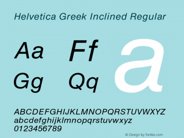Helvetica Greek Inclined Regular 001.000 Font Sample