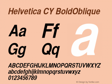 Helvetica CY BoldOblique 4.1d3e1 Font Sample