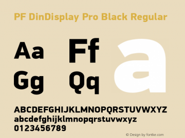 PF DinDisplay Pro Black Regular Version 2.008 2005 Font Sample