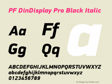 PF DinDisplay Pro Black Italic Version 2.008 2005 Font Sample