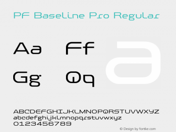 PF Baseline Pro Regular Version 3.000 2005 initial release Font Sample