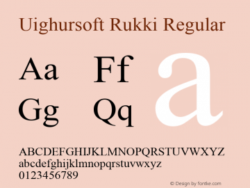 Uighursoft Rukki Regular Version 2.76 Font Sample