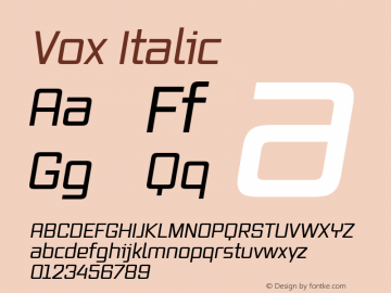 Vox Italic 1.0 June 2007 Font Sample