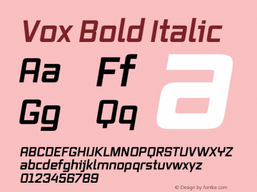 Vox Bold Italic Version 2.003; Fonts for Free; vk.com/fontsforfree Font Sample