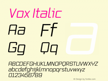 Vox Italic Version 2.003; Fonts for Free; vk.com/fontsforfree Font Sample