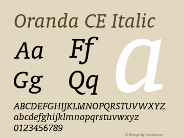 Oranda CE Italic Version 1.50 Font Sample
