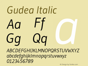 Gudea Italic Version 1.002 Font Sample