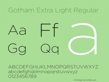 Gotham Extra Light Regular Version 1.200 Font Sample