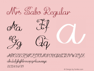 Mrs Sabo Regular Version 1.000 2007 initial release Font Sample