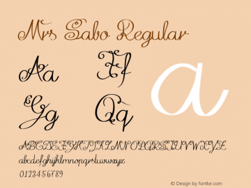 Mrs Sabo Regular Version 1.000 2007 initial release Font Sample