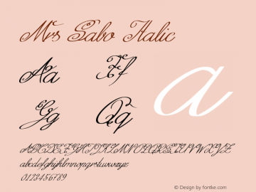 Mrs Sabo Italic Version 1.000 2007 initial release Font Sample