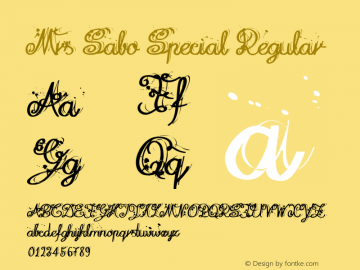 Mrs Sabo Special Regular Version 1.000 2007 initial release Font Sample