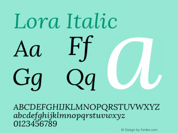 Lora Italic Version 1.014图片样张
