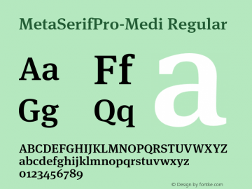 MetaSerifPro-Medi Regular Version 7.502; 2007 Font Sample