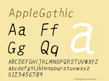 AppleGothic 常规体 7.0d5e1 Font Sample