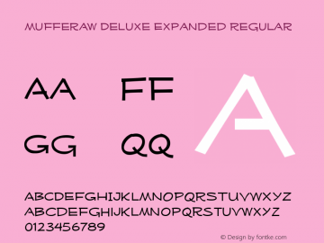 Mufferaw Deluxe Expanded Regular Version 1.0; 2000; initial release Font Sample