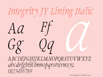 Integrity JY Lining Italic 1.1 Fri Feb 22 02:26:57 2002图片样张