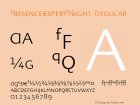 PresenceExpertLight Regular Version 1.0; 1999; initial release Font Sample