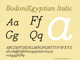 BodoniEgyptian Italic Version 2.02图片样张