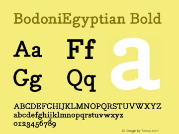 BodoniEgyptian Bold Version 2.02 Font Sample