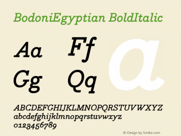 BodoniEgyptian BoldItalic Version 2.02 Font Sample