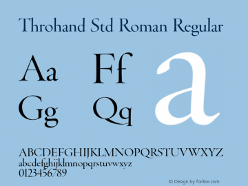 Throhand Std Roman Regular Version 1.000 Font Sample