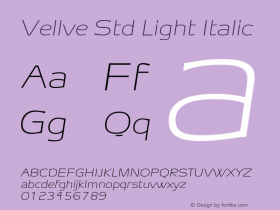 Vellve Std Light Italic Version 001.000 Font Sample