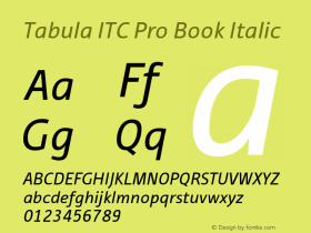 Tabula ITC Pro Book Italic Version 1.00图片样张