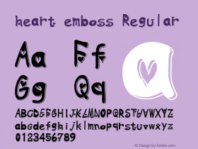 heart emboss Regular 1.0 Font Sample