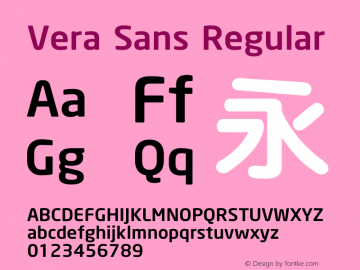 Vera Sans Regular Version 3.00 October 28, 2007, update release图片样张