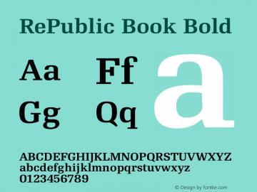 RePublic Book Bold Version 1.0 | By Tomas Brousil, Suitcase, 2004 | Homemade OT [kerning copied from the Text font]图片样张