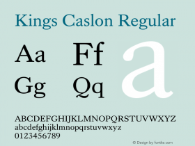 Kings Caslon Regular Version 2.000 Font Sample