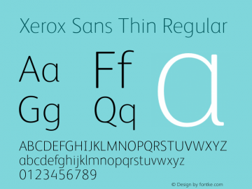 Xerox Sans Thin Regular Version 1.000 Font Sample