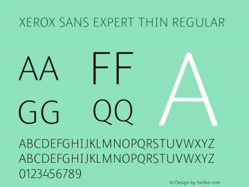 Xerox Sans Expert Thin Regular Version 1.000 Font Sample