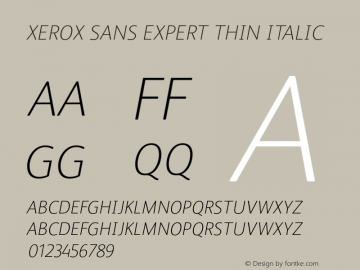 Xerox Sans Expert Thin Italic Version 1.000图片样张